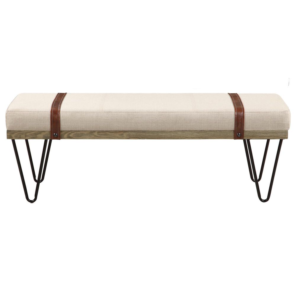 Pacific Landing Niguel Austin Upholstered Bench with Beige Cushion in Black, , large