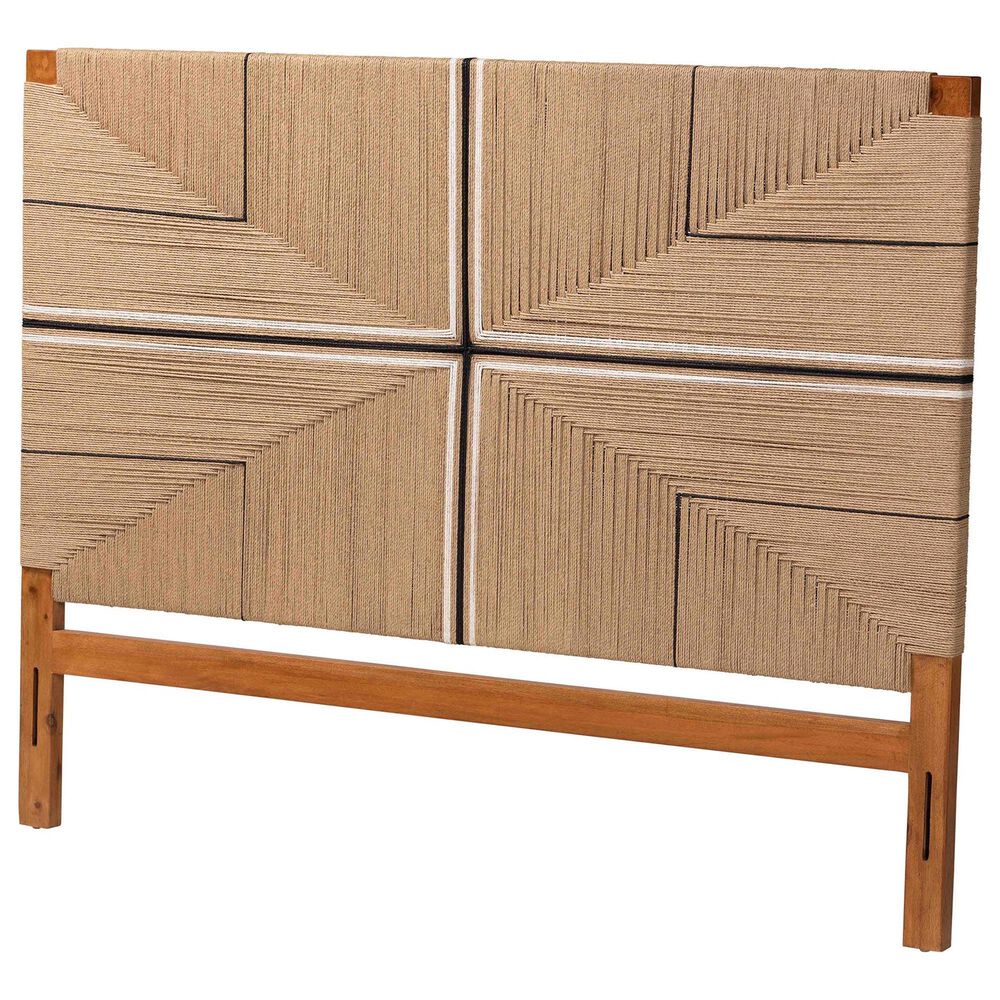 Baxton Studio Prita King Paper Loom Headboard in Natural Brown, , large