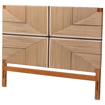 Baxton Studio Prita Queen Paper Loom Headboard in Natural Brown, , large