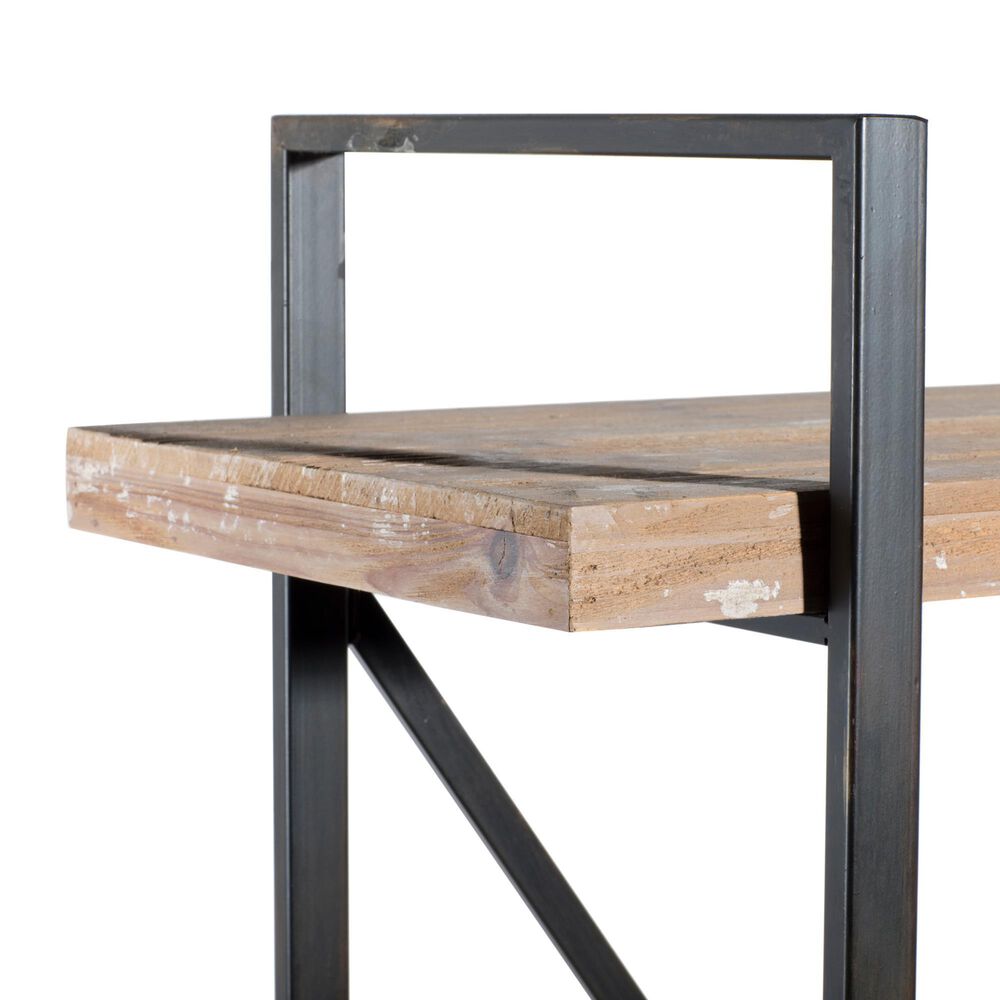 Maple and Jade 4-Shelf Industrial Shelving Unit in Rustic Distressed Brown and Black, , large