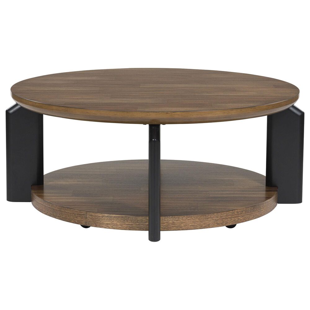 Ashley Kraeburn Round Cocktail Table in Brown and Black, , large