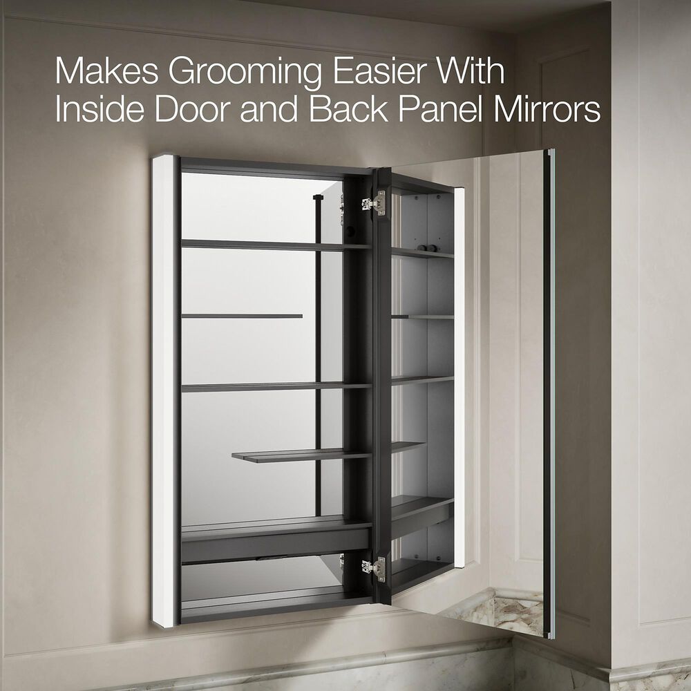 Kohler Maxstow 22" x 40" Lighted Medicine Cabinet in Dark Anodized Aluminum, , large
