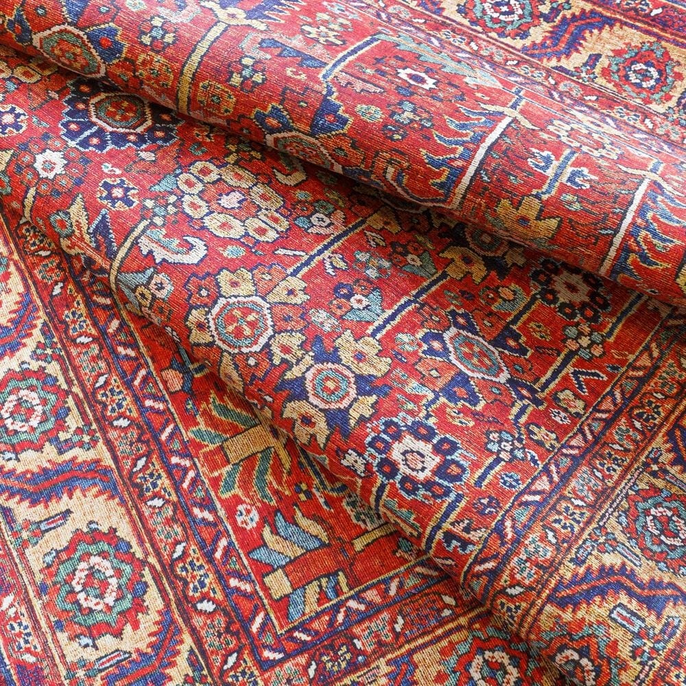 Surya Iris Burnt Orange, Dark Blue, Yellow, Light Pink, Oatmeal and Olive 3&#39;6&quot; x 5&#39;6&quot; Area Rug, , large