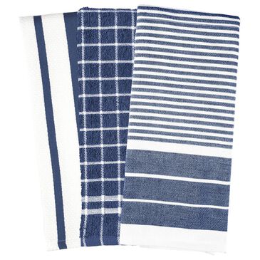 Harold Import 3-Piece Mrs. Anderson"s Kitchen Towel in Blue, , large