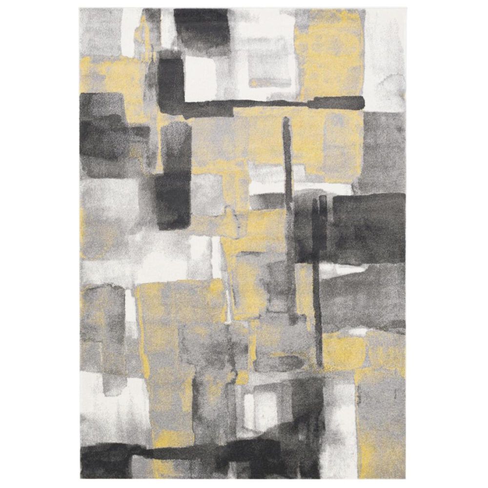 Surya Pepin PEI-1020 5"3" x 7"6" Black, Medium Gray and Mustard Area Rug, , large