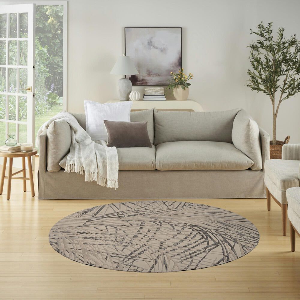 Nourison Rustic Textures Ivory and Grey 7&#39;10&quot; Round Area Rug, , large