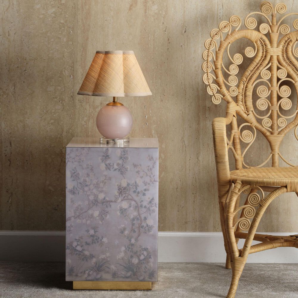 Splendor Living Quincy Floral Accent Side Table in Grey and Gold, , large
