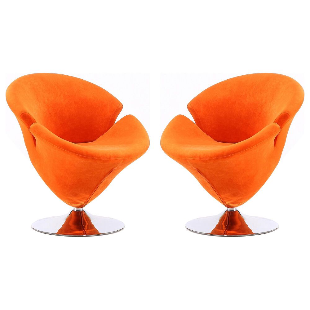 Dayton Tulip Swivel Accent Chair in Orange Velvet (Set of 2), , large