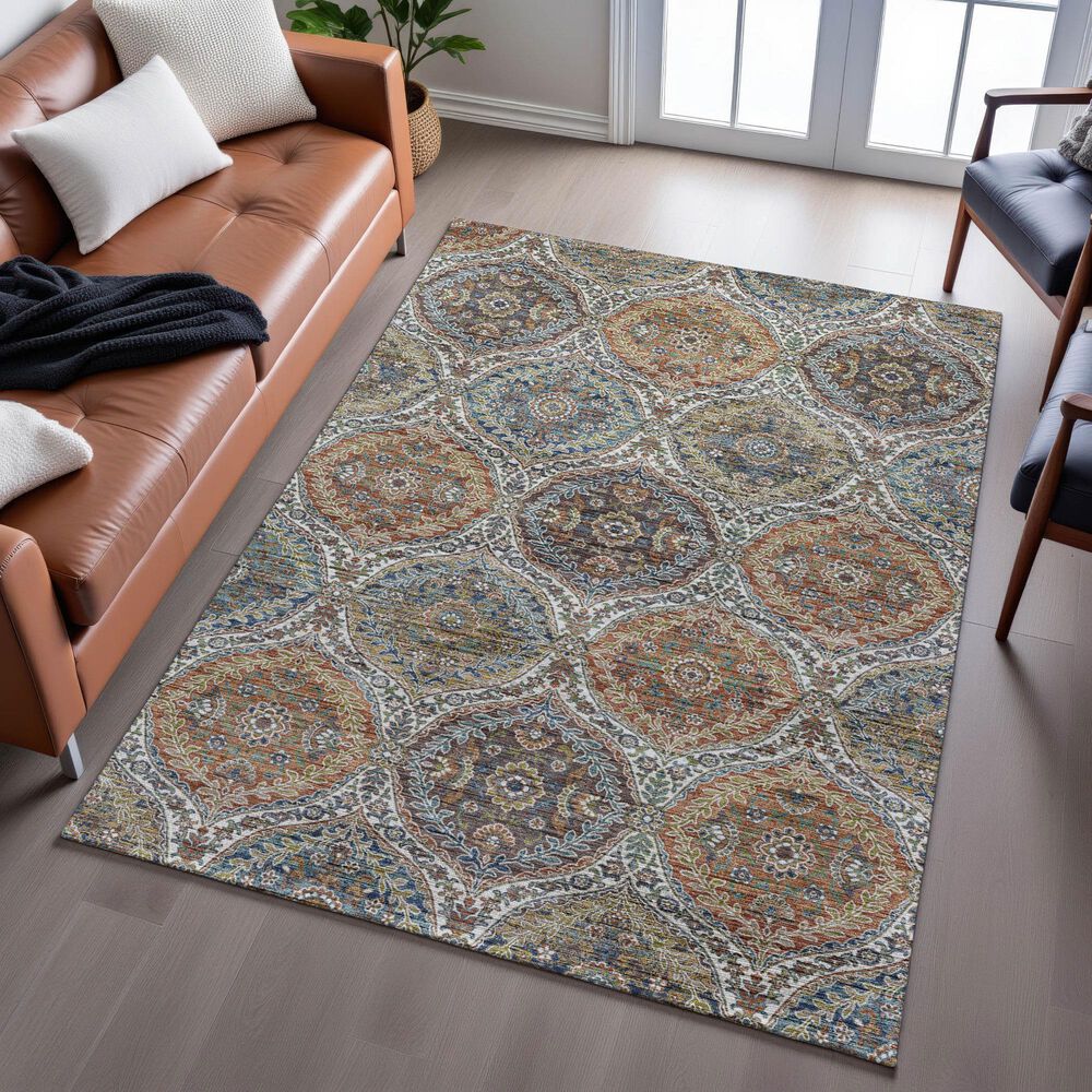 Dalyn Rug Company Silk Road Mocha, Ivory, Copper, Teal, Olive and Gold 10&#39; x 14&#39; Area Rug, , large