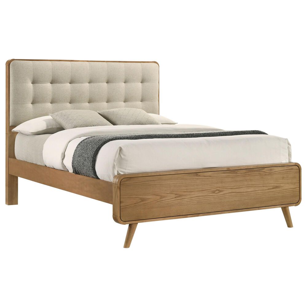 Pacific Landing Robyn California King Upholstered Platform Bed in Cool Biege and Light Ash, , large