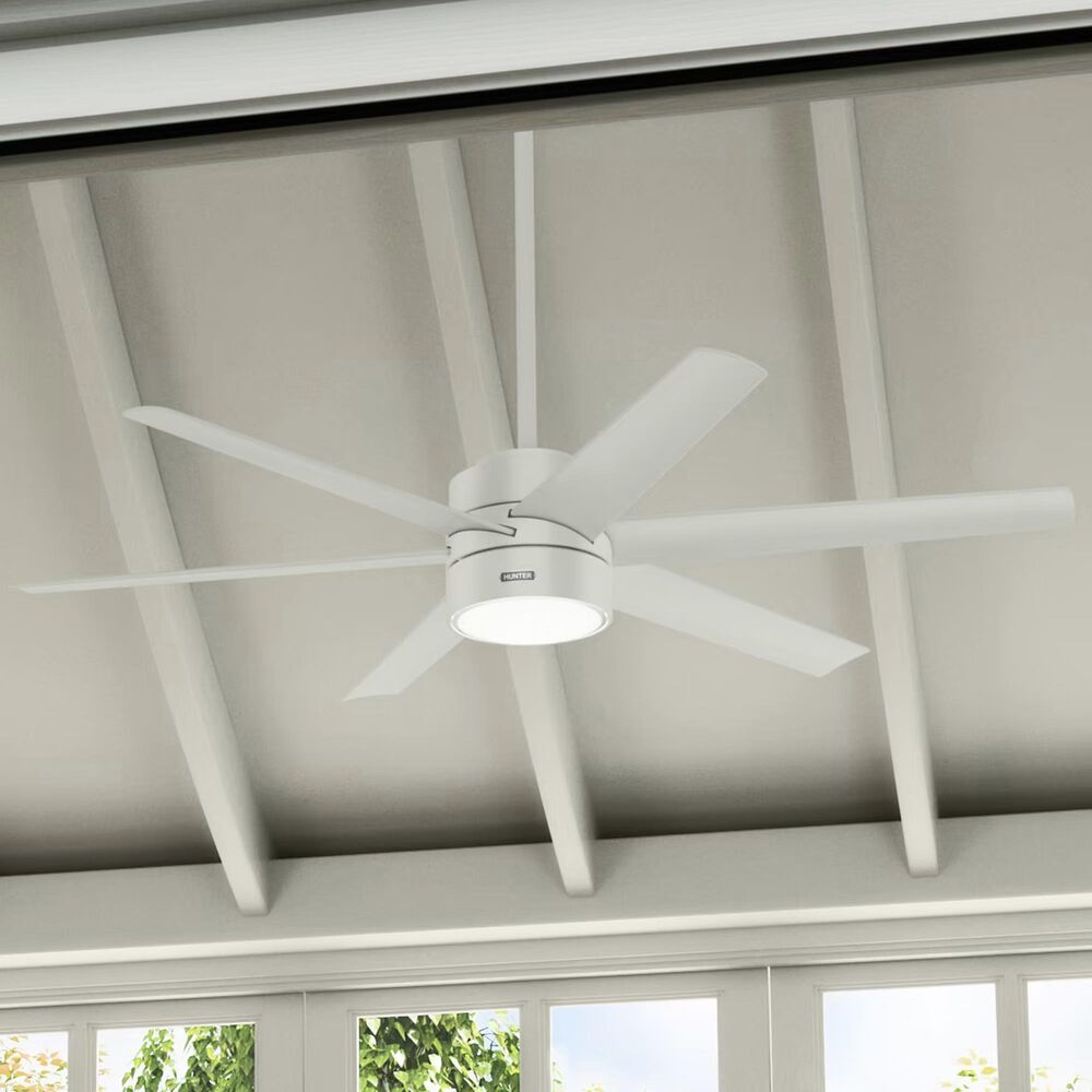 Hunter Solaria 60&quot; Outdoor Ceiling Fan with LED Light in Fresh White, , large