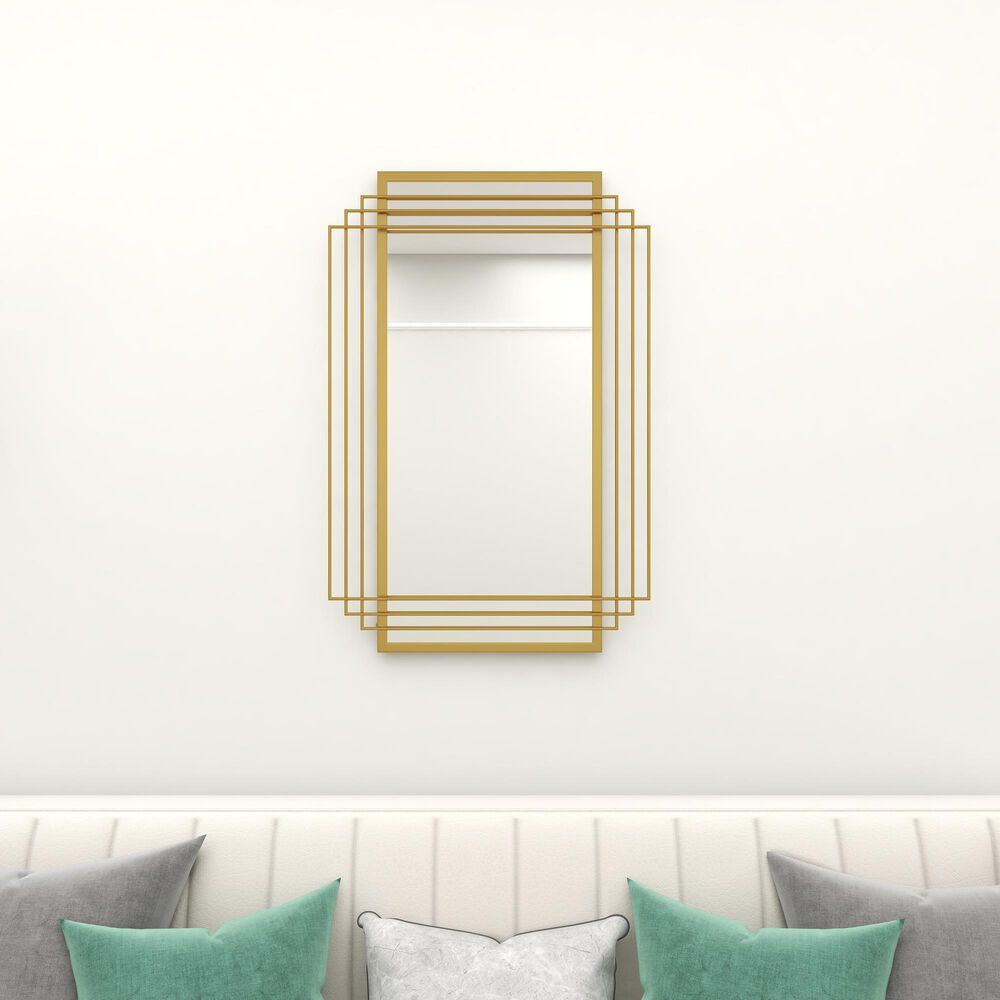 CosmoLiving by Cosmopolitan 24&quot; x 36&quot; Wall Mirror in Shiny Gold, , large