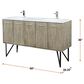 Lexora Home Lancy 60" Double Bathroom Vanity in Rustic Acacia with 2 cm White Cultured Marble Top and Rectangular Sinks, , large
