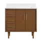 37B Mertola 36" Single Bathroom Vanity Cabinet in Dark Maplewood with White Composite Stone Top and Backsplash, , large