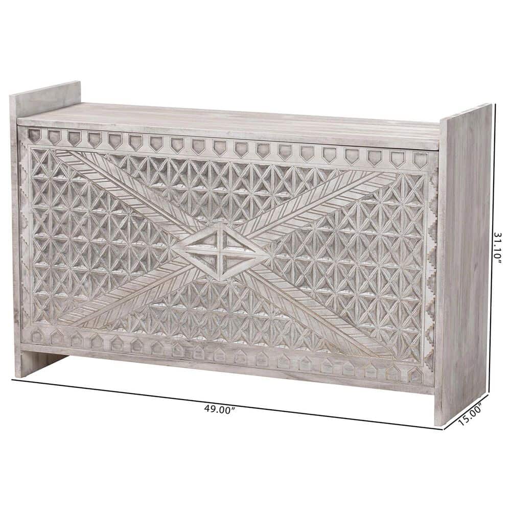 Baxton Studio Amado Storage Trunk in White Wash, , large