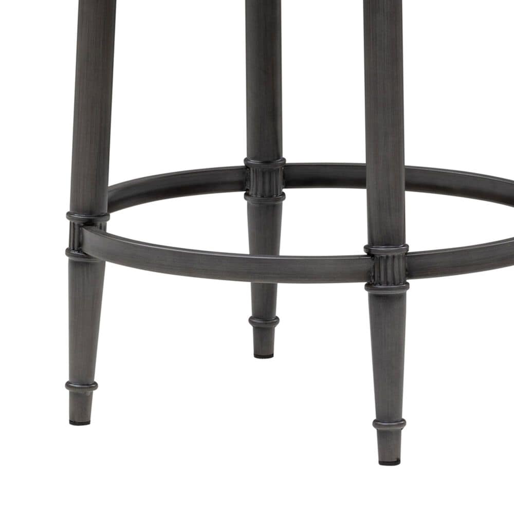 Armen Living Eunice Swivel Counter Height Stool with Mushroom Brown Upholstery in Antique Pewter, , large