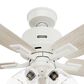 Hunter Gatlinburg Easy Install 52" LED Indoor Ceiling Fan with Light and Remote in Matte White with Light Oak Blades, , large