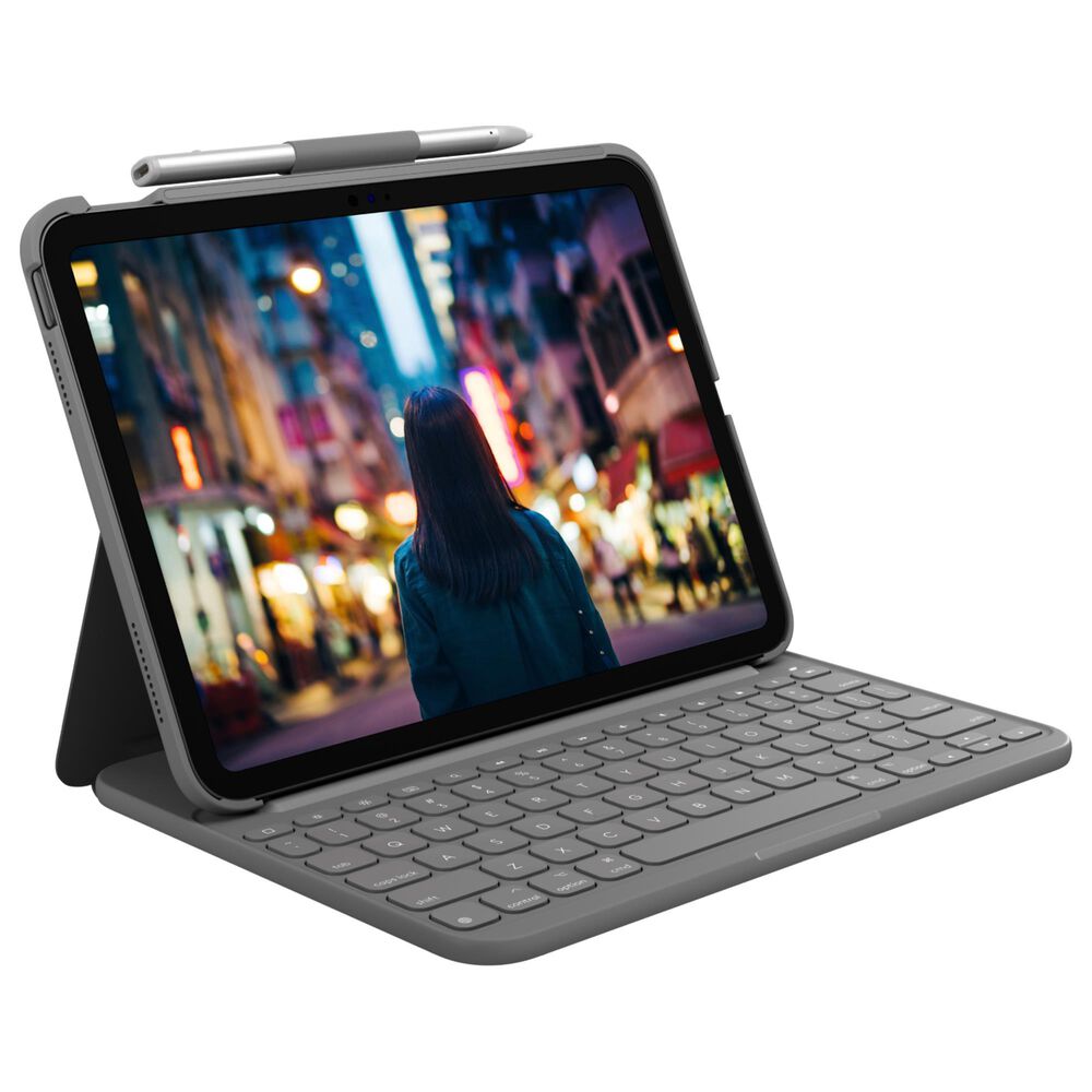 Logitech Slim Folio Keyboard Case for Apple iPad 10th Generation in Oxford Grey, , large