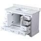 Lexora Home Dukes 48" Single Bathroom Vanity in White with 2 cm White Carrara Marble Top and Rectangular Sink, , large
