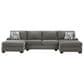Ashley Clarington 3-Piece Symmetrical Sectional with Double Chaise in Greystone, , large