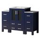 Lexora Home Volez 48" Single Bathroom Vanity in Navy Blue with White Ceramic Top and Rectangular Sink, , large