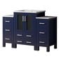 Lexora Home Volez 48" Single Bathroom Vanity in Navy Blue with White Ceramic Top and Rectangular Sink, , large