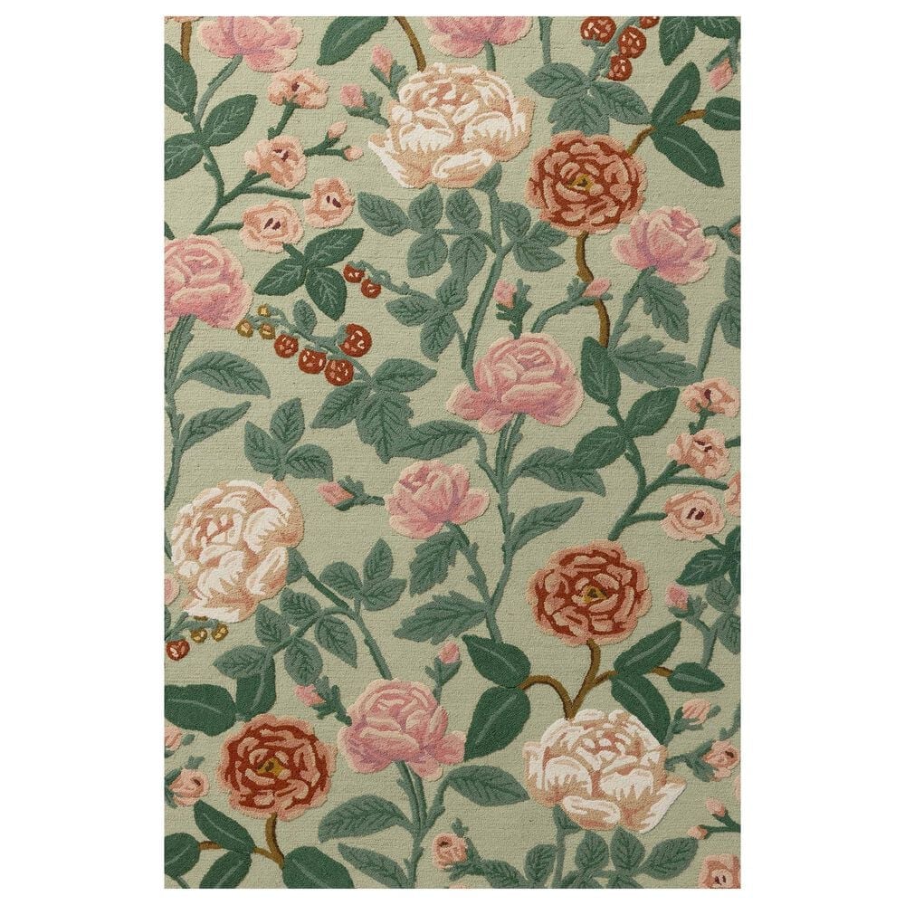 Rifle Paper Co. x Loloi Highgrove Mint 5&#39; x 7&#39;6&quot; Area Rug, , large