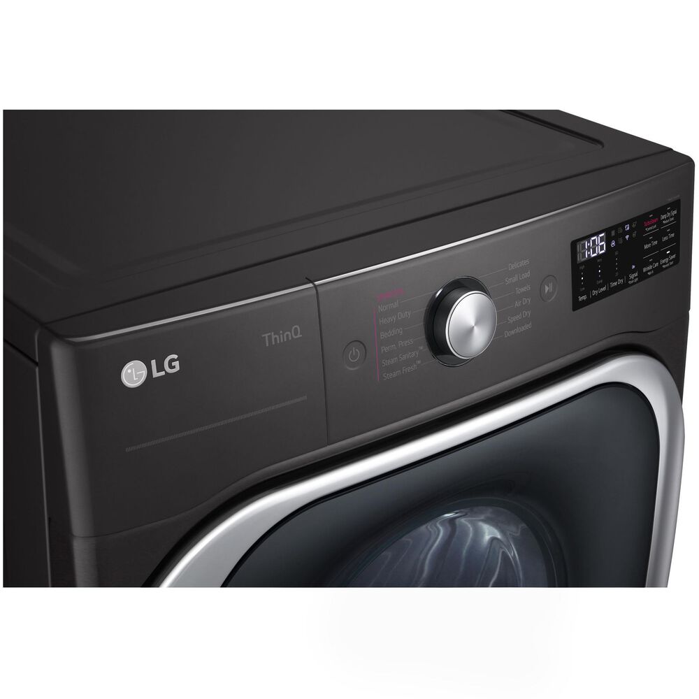 LG 9 Cu. Ft. Smart Wi-Fi Enabled Front Load Electric Dryer with TurboSteam in Black Steel, , large