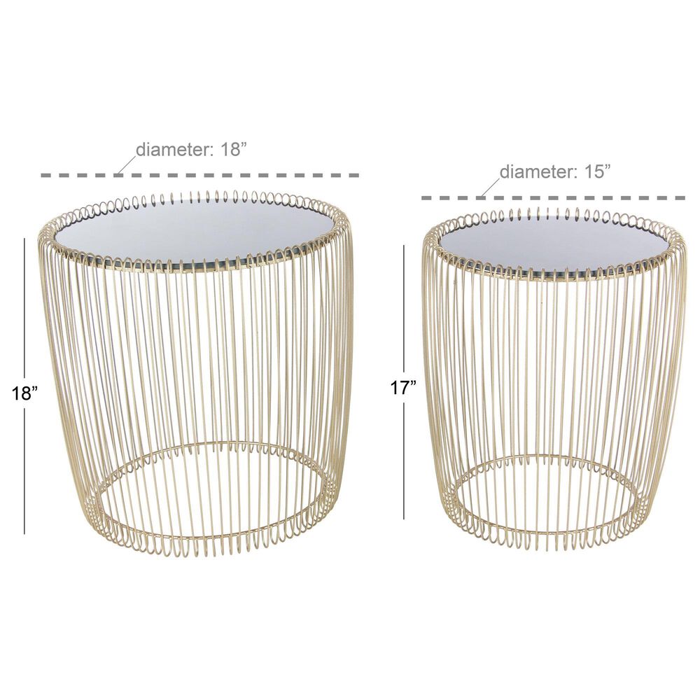 Maple and Jade Accent Table in Gold and Dark Gray &#40;Set of 2&#41;, , large