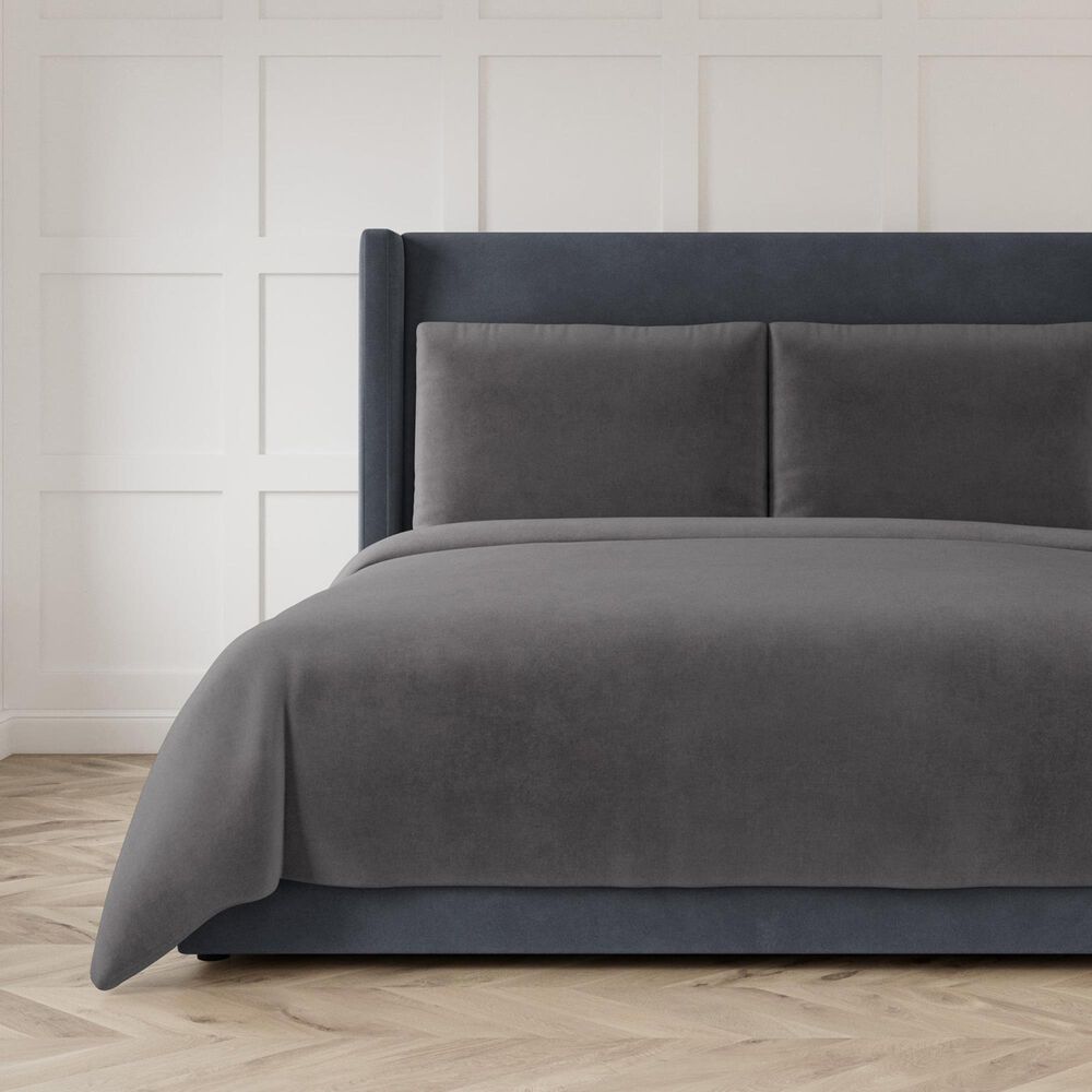 Ann Gish Modern Velvet King Coverlet in Charcoal, , large