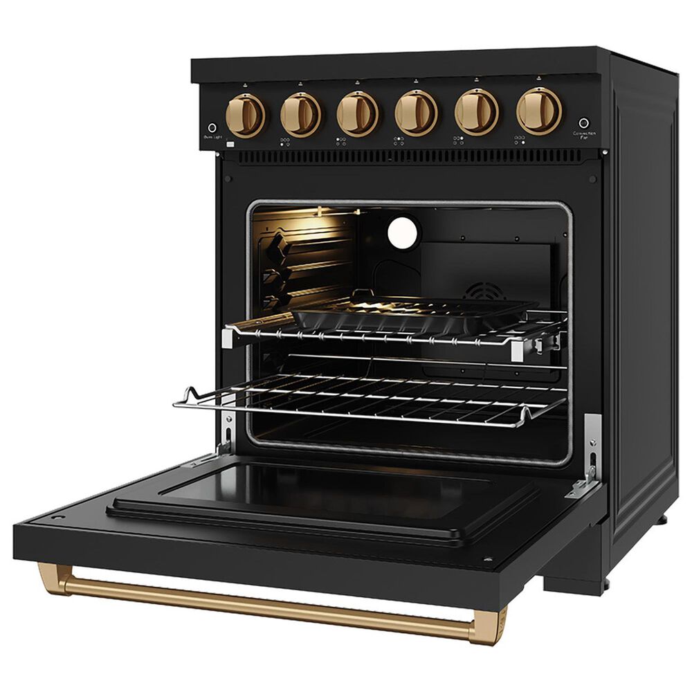 Thor Kitchen Gordon Ramsay 4.6 Cu. Ft. Professional Freestanding Electric Range with Bronze Handle Kit in Black, , large