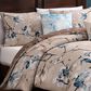 Bebejan Blue Blossom 5-Piece Queen Reversible Comforter Set in Cerulean Blue, Taupe and Dark Brown, , large
