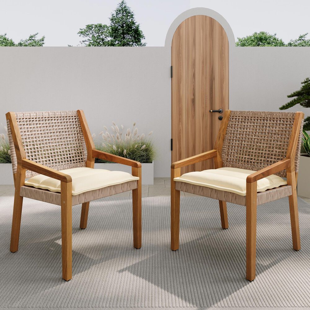 Hearth and Haven Outdoor Dining Chair in Cream (Set of 2), , large