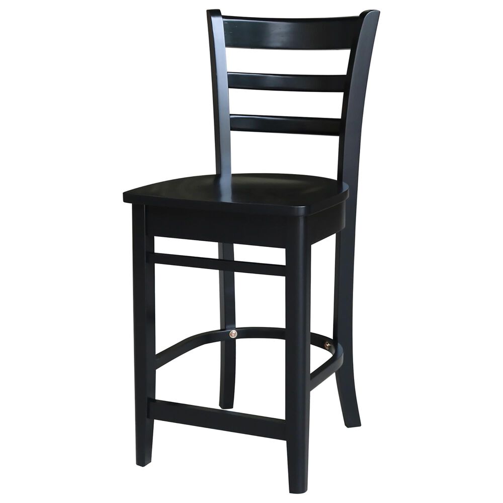 International Concepts Emily 24" Counter Stool in Black, , large