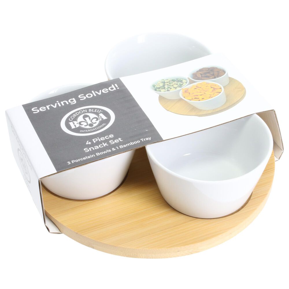 BIA Cordon Bleu 4-Piece Round Bamboo Snack Set in White, , large