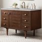 James Martin Vanities Amberly 48" Single Bathroom Vanity in Mid-Century Walnut with 3 cm Eternal Jasmine Pearl Silestone Top, Rectangular Sink and FreePower Wireless Charger, , large