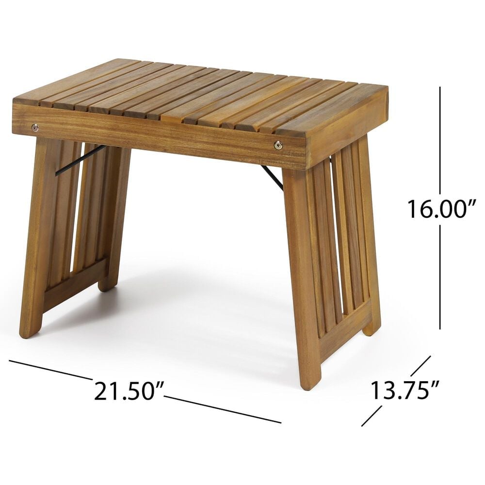 Hearth and Haven Kyoto Outdoor Folding Side Table with Slatted Top in Teak, , large