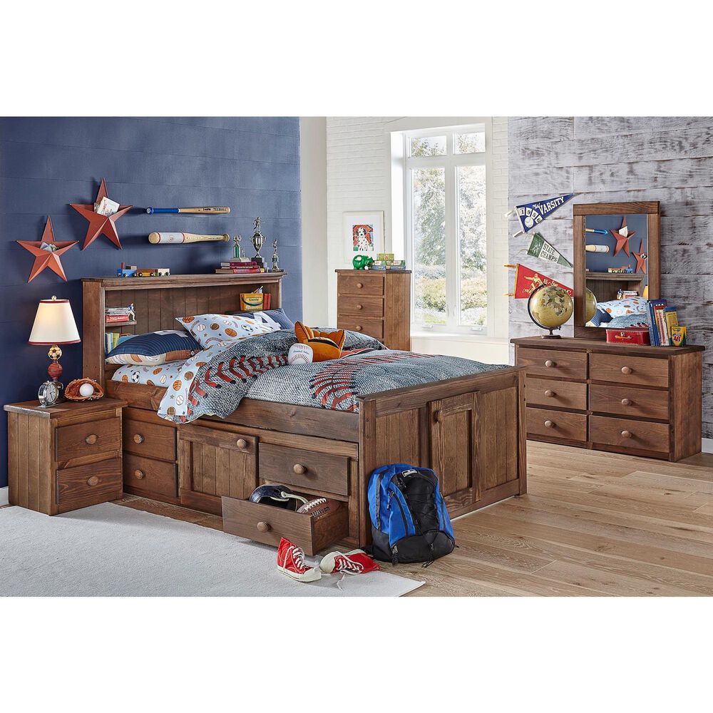 Rusticvale Full Captains Bed with 6 Drawers in Chestnut Finish, , large