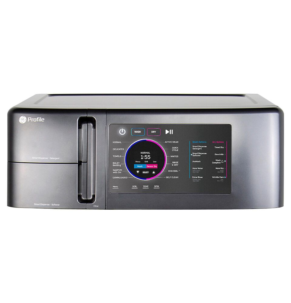 GE Profile 4.8 Cu. Ft. Ultra Fast Combo Washer/Dryer with 7&quot; Pedestal in Slate, , large
