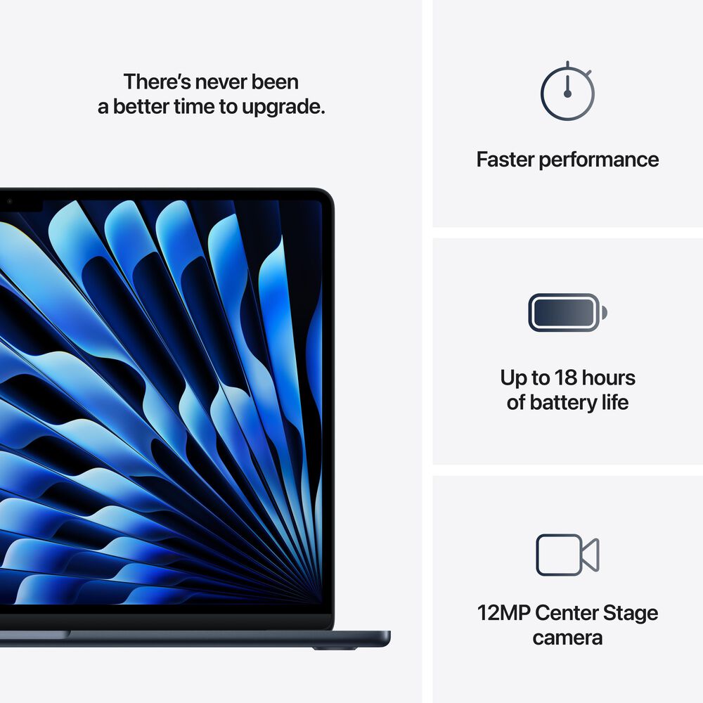 Apple MacBook Air 15-inch Laptop M4 chip - 10 Core CPU - 10 Core GPU - 16GB Memory - 512GB SSD - Midnight &#40;Latest Model&#41;, , large