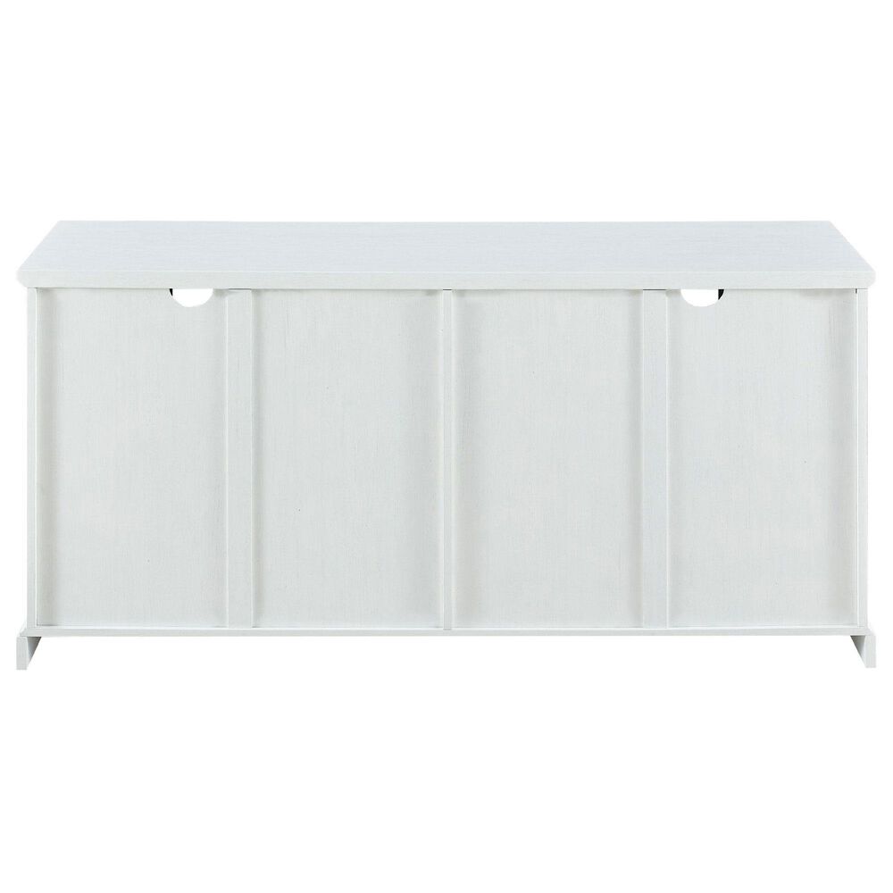 Walker Edison Abigail 58&quot; TV Stand in Brushed White/Rustic Oak, , large
