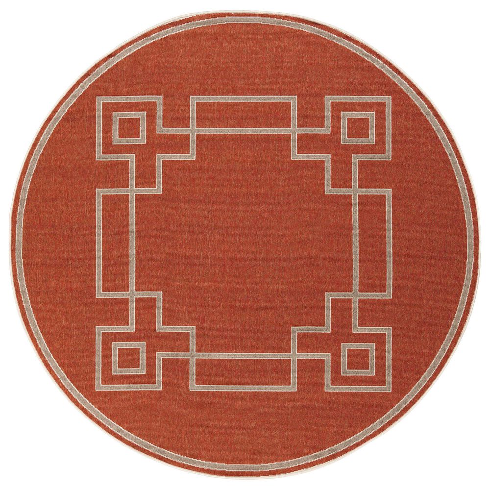 Surya Alfresco 5"3" Round Rust, Brown and Beige Indoor/Outdoor Area Rug, , large
