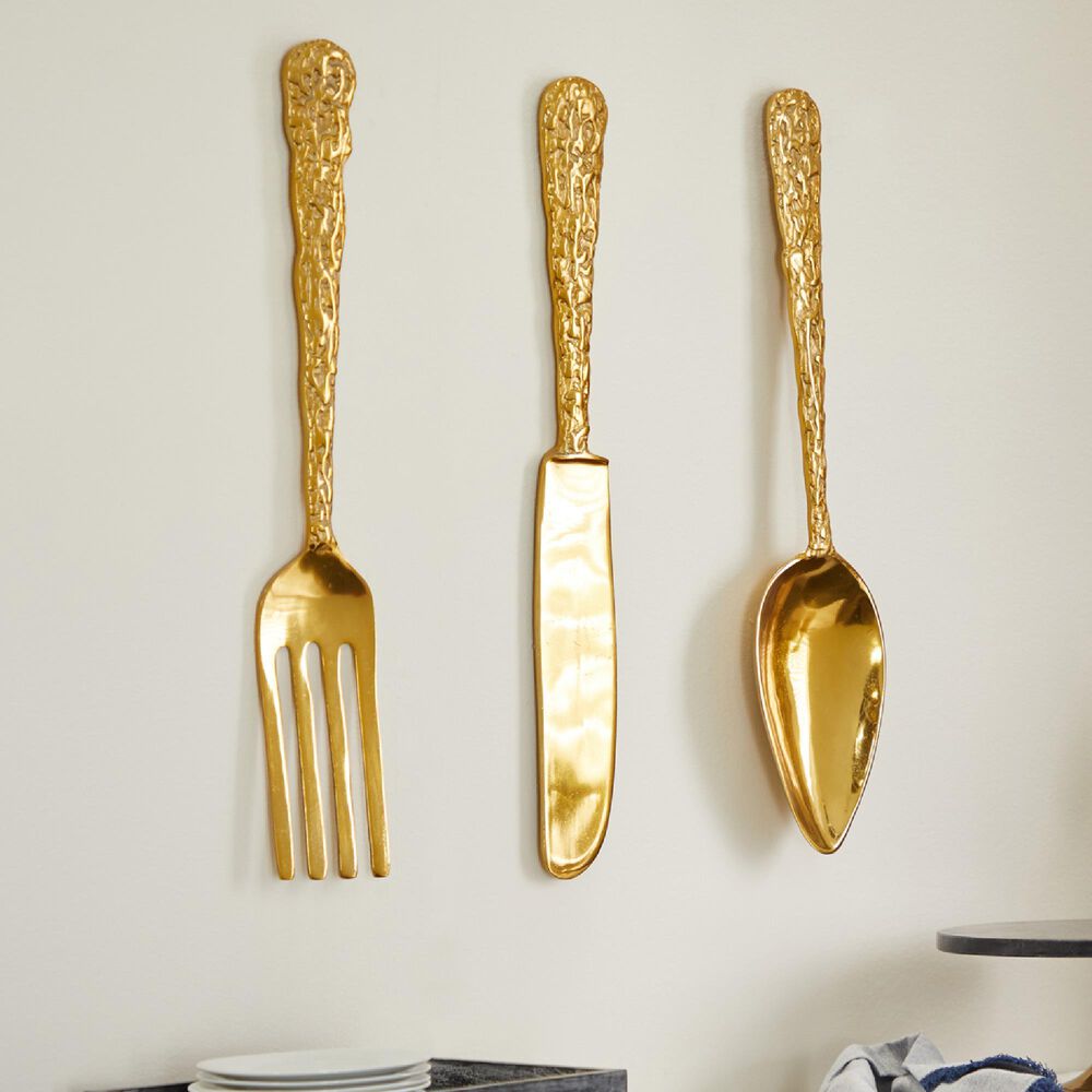 Maple and Jade 23&quot; x 6&quot; Wall Decor in Gold &#40;Set of 3&#41;, , large