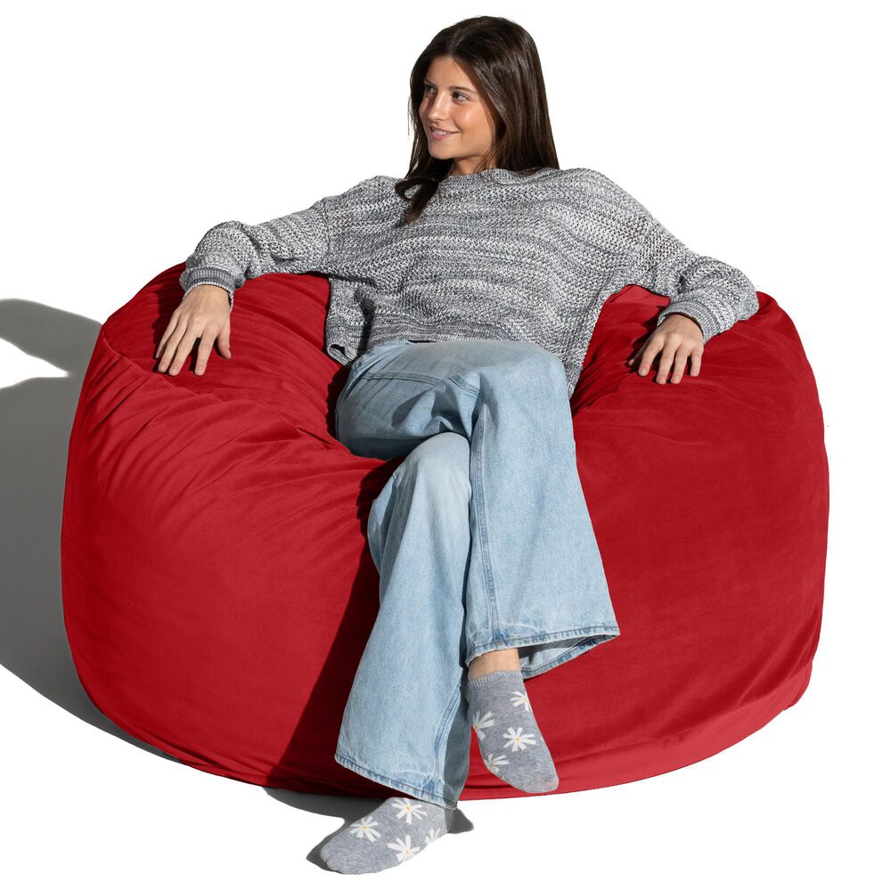 Jaxx Saxx 4&#39; Large Round Bean Bag Chair in Merlot, , large