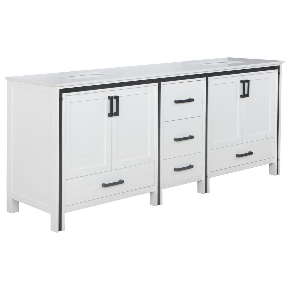 Lexora Home Ziva 84" Double Bathroom Vanity in White with Cultured Marble Top and Rectangle Sinks, , large