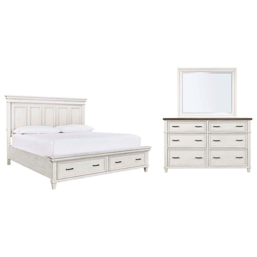 Riva Ridge Caraway 3 Piece Queen Storage Bedroom Set in Aged Ivory, , large