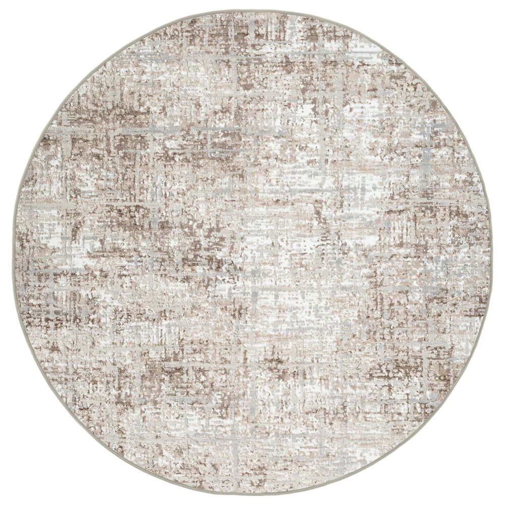 Radici USA Livigno Abstract 7"10" Round Beige Area Rug, , large