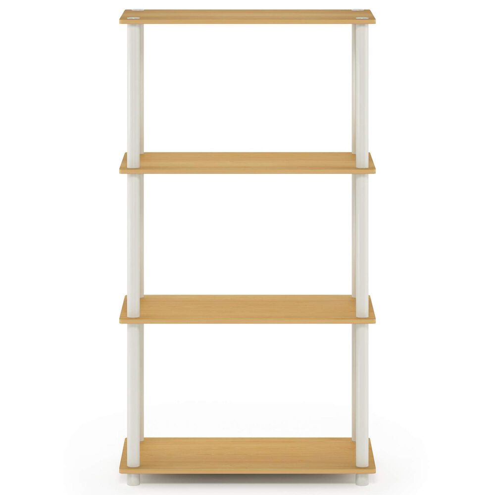 HOMLUX Turn-N-Tube 4-Tier Multipurpose Shelf Display Rack in Beech and White, , large