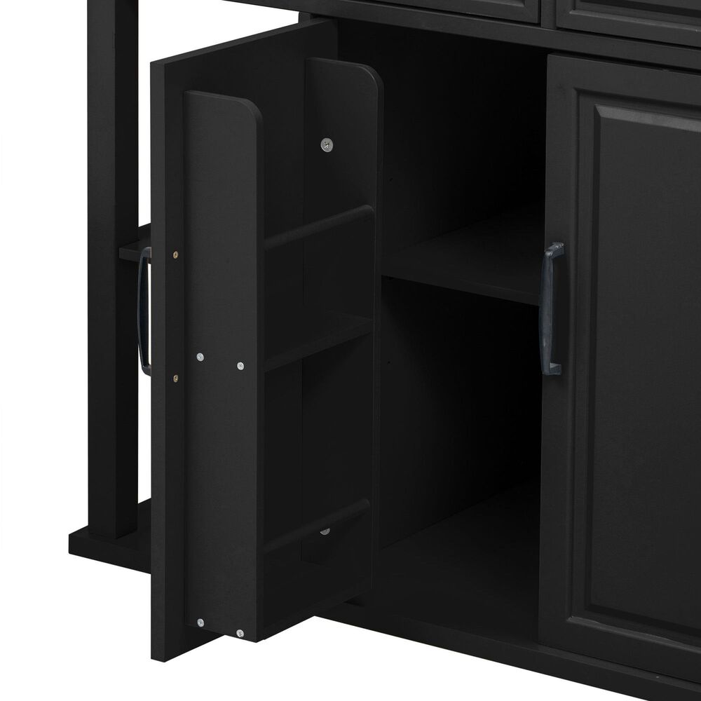 HOMLUX 47" Kitchen Island with Extendable Dining Table in Black, , large