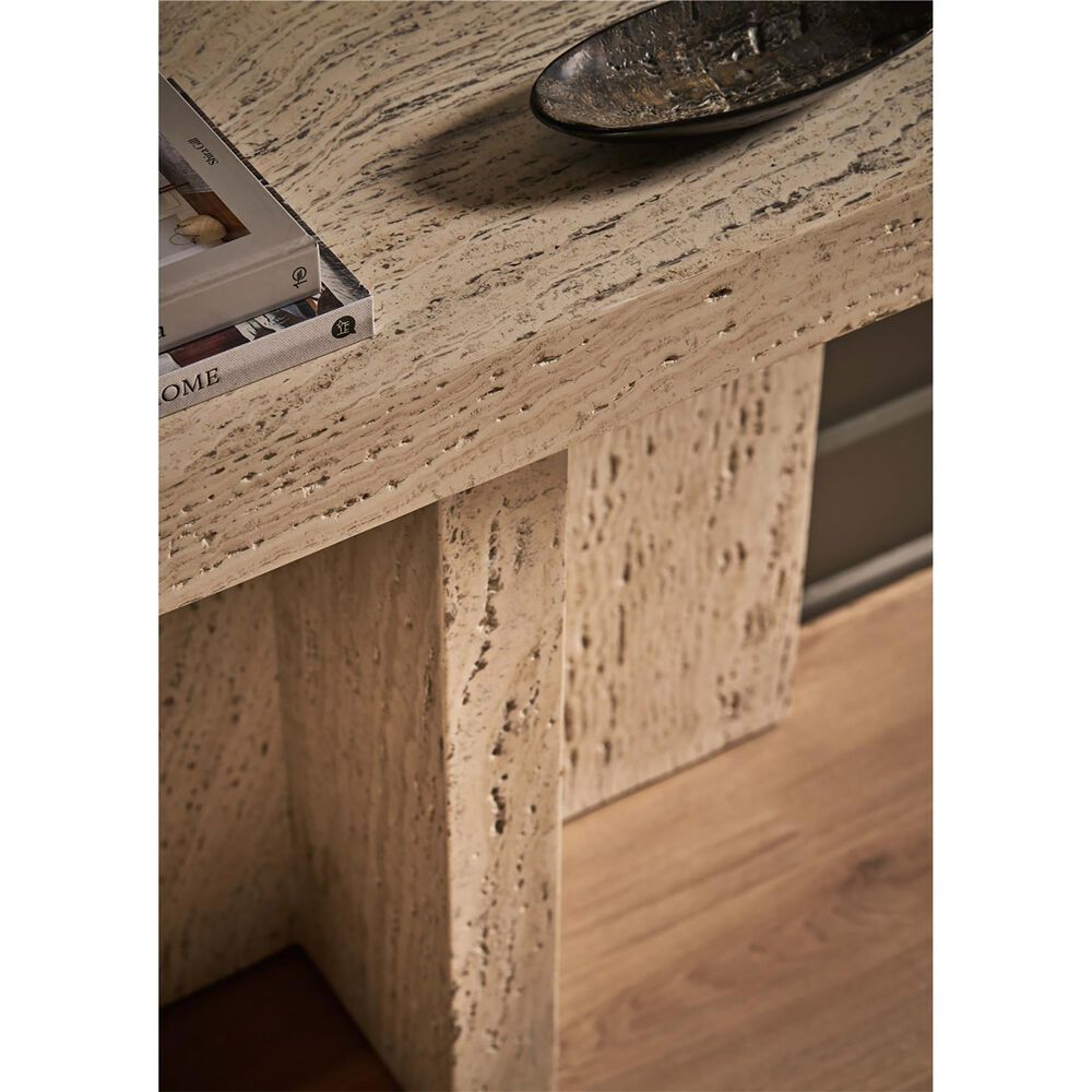 Furniture Worldwide Daxton Console Table in White Travertine, , large